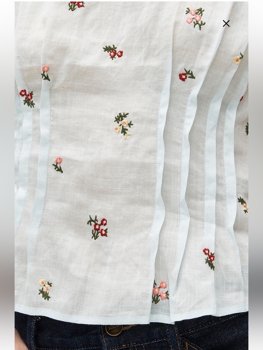 JCREW Pintuck shell top in ramie with embroidered florals Size 4 CT109 NWT - Picture 4 of 14